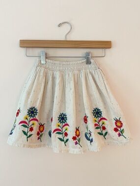 TU KIDS 🇬🇧EUC Colorful Embroidered Textured Cotton Gauze Elastic Waist Skirt